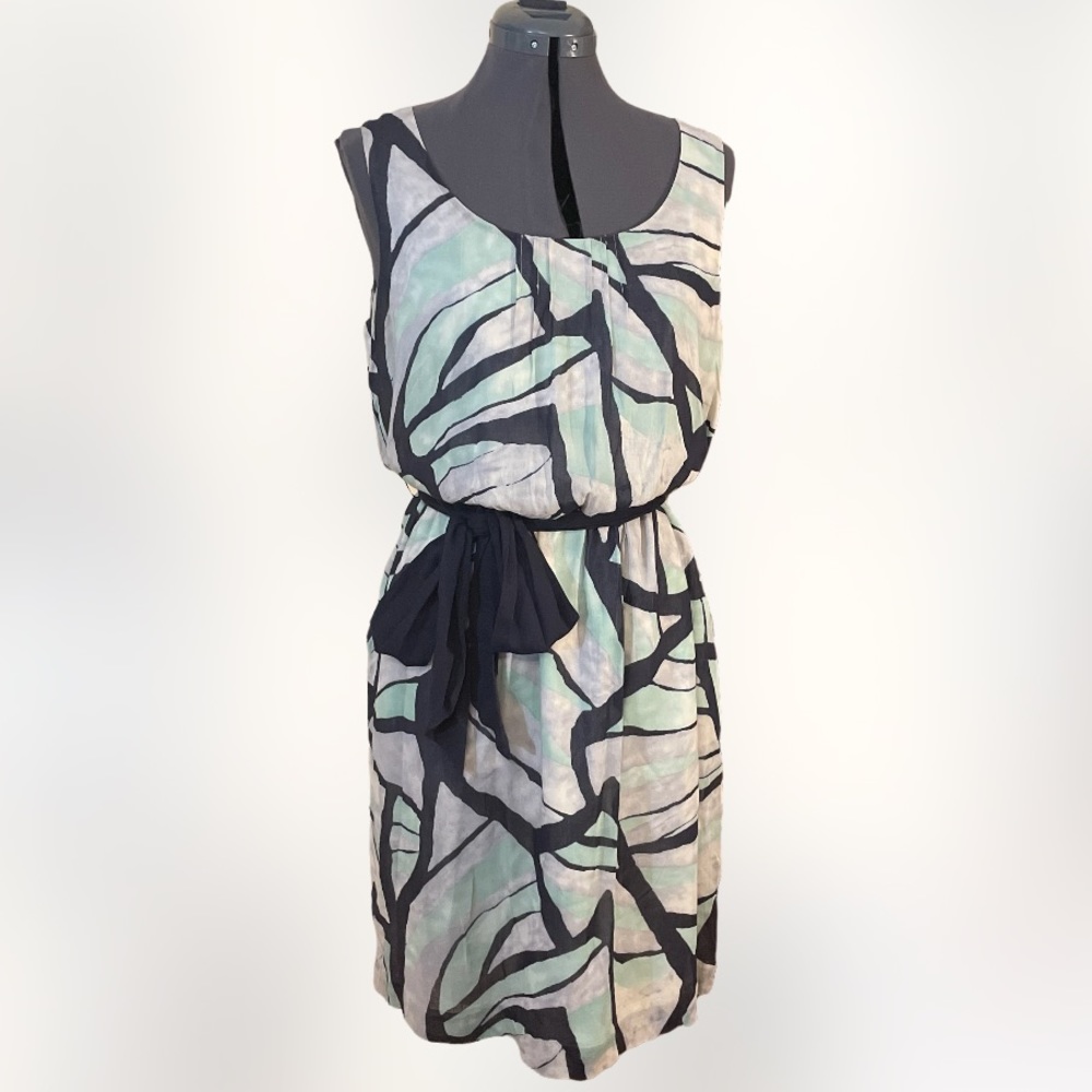Anthropologie Odille Green and Black Sleeveless Dress Size Medium